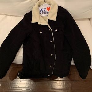 Asos Pull & Bear black shearling corduroy jacket